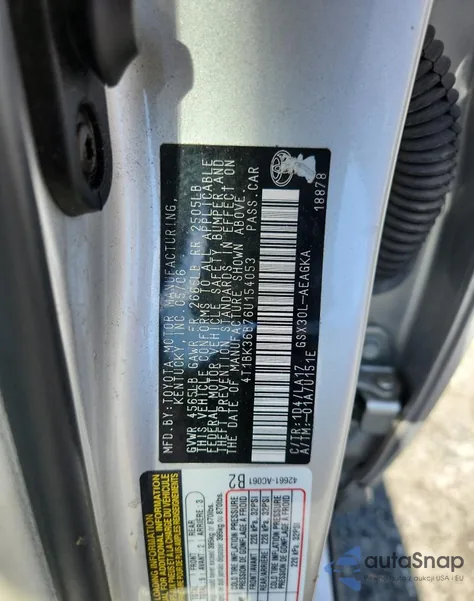 2006 Toyota Avalon Xl из США, поврежденный, VIN 4T1BK36B76U154053